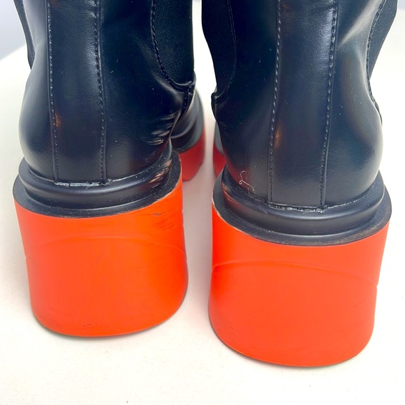 Super Trendy black ankle boot with orange sole women size 6.5. - Picture 6 of 17